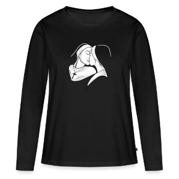 Lesbiennes Baiser Nonne Bondage Satanique Bdsm - T-shirt manches longues Premium bio Femme - noir - Devant - Julia (174cm)