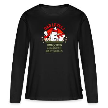 Idées cadeaux de papa joueur débloqué de niveau 1 - T-shirt manches longues Premium bio Femme - noir - Devant - Julia (174cm)