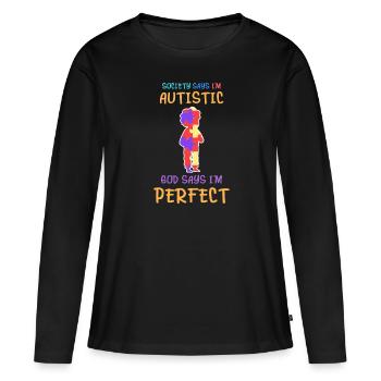 Autisme Enfants Conscients Asperger Enfant Autiste - T-shirt manches longues Premium bio Femme - noir - Devant - Julia (174cm)