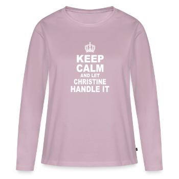 Keep calm and let christine Handle it - T-shirt manches longues Premium bio Femme - rose poudré - Devant - Julia (174cm)