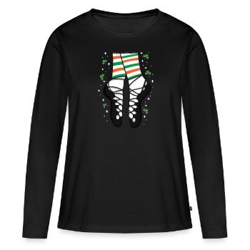 Dessin animé Ghillies Irish Dance Gift - T-shirt manches longues Premium bio Femme - noir - Devant - Julia (174cm)