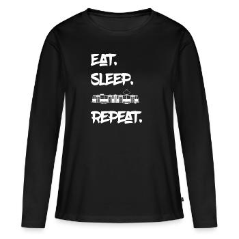 Eat Sleep KT4D Repeat Straßenbahn Tram T-Shirt - T-shirt manches longues Premium bio Femme - noir - Devant - Julia (174cm)