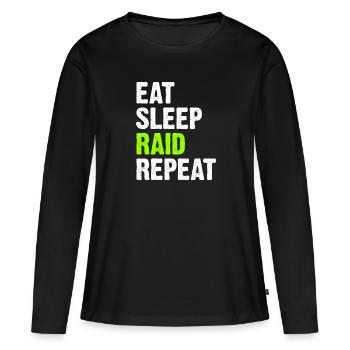 Eat Sleep Raid Repeat - T-shirt manches longues Premium bio Femme - noir - Devant - Julia (174cm)