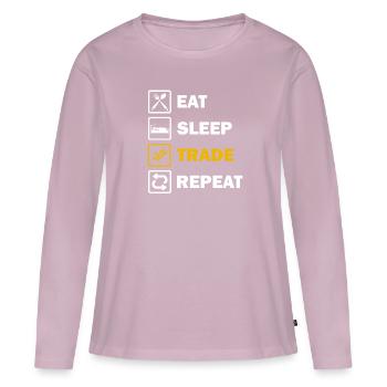 Trader Trader Trader trader crypto-trading - T-shirt manches longues Premium bio Femme - rose poudré - Devant - Julia (174cm)