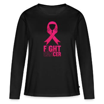 Fight Cancer Krebs bekämfen Krankheit - Frauen Premium Bio Langarmshirt - Schwarz - Vorne - Julia (174cm)