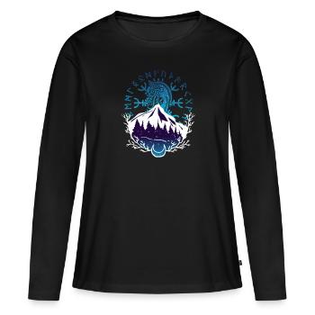 Viking Rune Celts Celtic Oegishjalmr Gift - Women's Premium Organic Long Sleeve Shirt - black - Front - Julia (174cm)