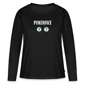 Poker Pokern Pokerspieler Geschenk Pokerface - Frauen Premium Bio Langarmshirt - Schwarz - Vorne - Julia (174cm)