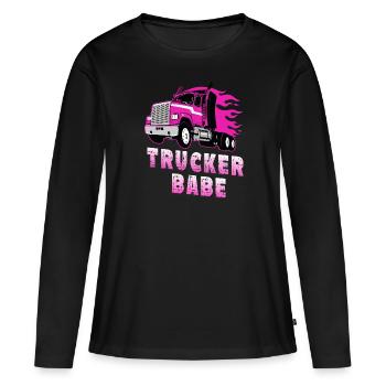 Trucker Babe - Truck Driving - Women's Premium Organic Long Sleeve Shirt - black - Front - Julia (174cm)