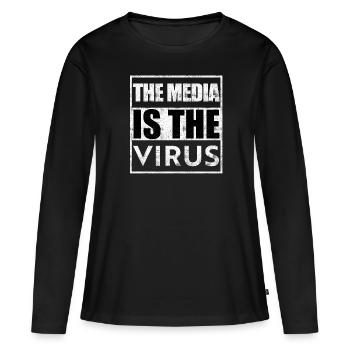 Les médias sont le virus - T-shirt manches longues Premium bio Femme - noir - Devant - Julia (174cm)