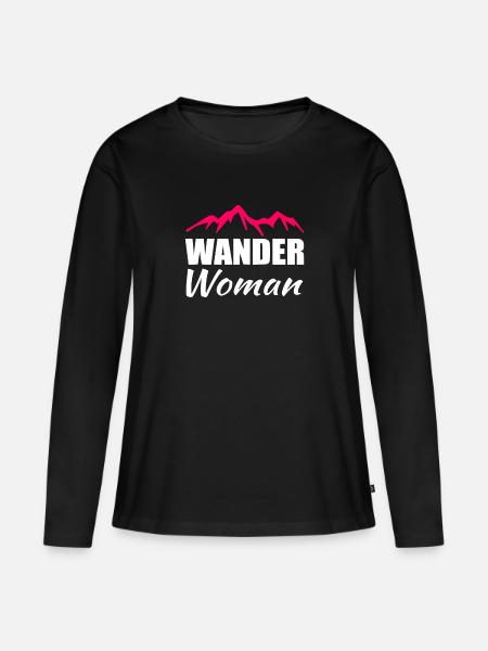Wander Woman Wandern - Frauen Premium Bio Langarmshirt - Schwarz