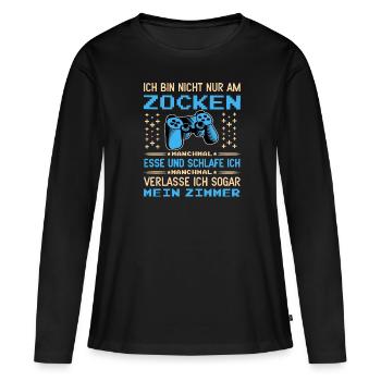 Gamer Zocken Gaming Zocker Videospiel Zocken - Frauen Premium Bio Langarmshirt - Schwarz - Vorne - Julia (174cm)