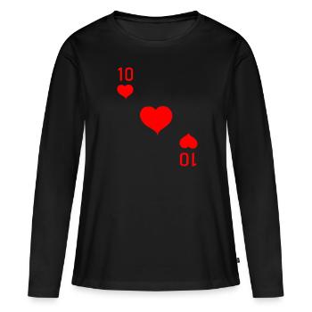 Coeur 10 Poker Poker 10 Poker Carnaval - T-shirt manches longues Premium bio Femme - noir - Devant - Julia (174cm)