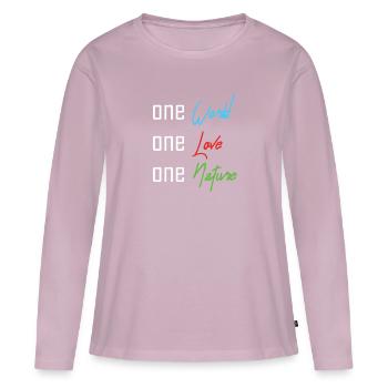 Durabilité - T-shirt manches longues Premium bio Femme - rose poudré - Devant - Julia (174cm)