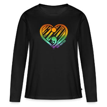 Votre santé mentale Santé mentale - T-shirt manches longues Premium bio Femme - noir - Devant - Julia (174cm)
