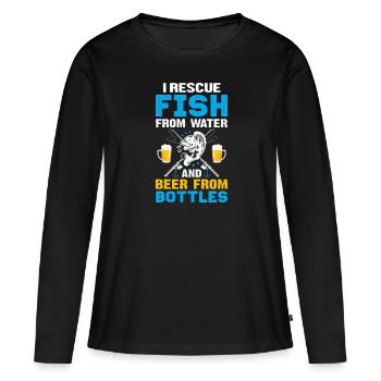Fishing - Frauen Premium Bio Langarmshirt - Schwarz - Vorne - Julia (174cm)