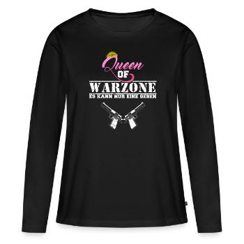 Ladies Queen of Warzone gulag gamer game gift - Women's Premium Organic Long Sleeve Shirt - black - Front - Julia (174cm)