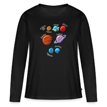 Solar System Planets - T-shirt manches longues Premium bio Femme - noir - Devant - Julia (174cm)
