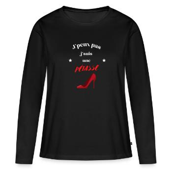 J'peux pas j'suis une pétasse - T-shirt manches longues Premium bio Femme - noir - Devant - Julia (174cm)