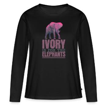 Eléphant Vie Ivoire - T-shirt manches longues Premium bio Femme - noir - Devant - Julia (174cm)