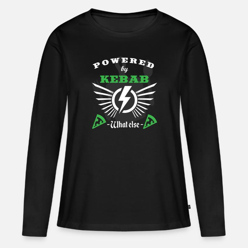 POWERED BY KEBAB - Women's Premium Organic Long Sleeve Shirt - black