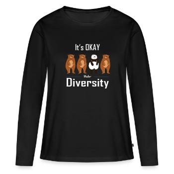 Plus de diversité - T-shirt manches longues Premium bio Femme - noir - Devant - Julia (174cm)