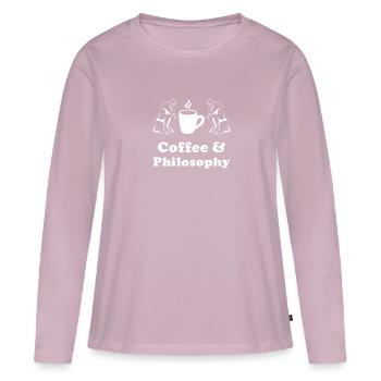Café et philosophie - T-shirt manches longues Premium bio Femme - rose poudré - Devant - Julia (174cm)