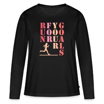 Run For Your Goals - Coureur féminin - T-shirt manches longues Premium bio Femme - noir - Devant - Julia (174cm)