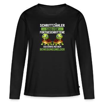 Anti Sport Laufen lustiger Spruch Schildkröte - Frauen Premium Bio Langarmshirt - Schwarz - Vorne - Julia (174cm)