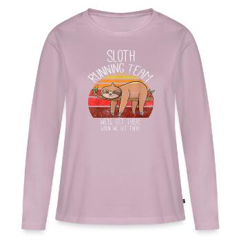 Paresseux paresseux course course équipe arrivée - T-shirt manches longues Premium bio Femme - rose poudré - Devant - Julia (174cm)