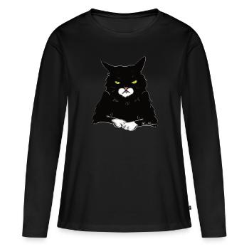 The motzige cat knows surrounded - Women's Premium Organic Long Sleeve Shirt - black - Front - Julia (174cm)