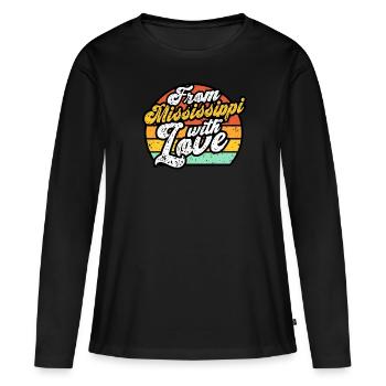 Chères idées cadeaux Mississippi - T-shirt manches longues Premium bio Femme - noir - Devant - Julia (174cm)