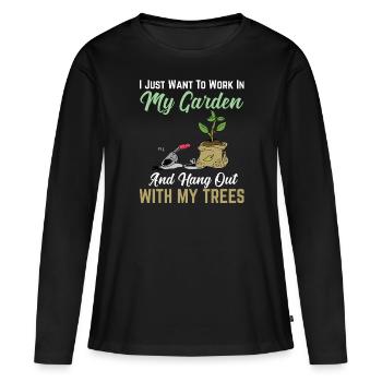 Jardin, jardinage, jardinier, jardinier - T-shirt manches longues Premium bio Femme - noir - Devant - Julia (174cm)