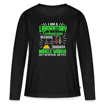 Je suis Un jeu de labo de technicien de laboratoire - T-shirt manches longues Premium bio Femme - noir - Devant - Julia (174cm)