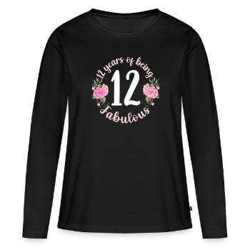 12-jähriges Mädchen Geburtstag. 12. Geburtstag Teenager - Frauen Premium Bio Langarmshirt - Schwarz - Vorne - Julia (174cm)