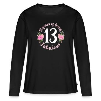 13-jähriges Mädchen Geburtstag. 13. Geburtstag Teenager - Frauen Premium Bio Langarmshirt - Schwarz - Vorne - Julia (174cm)