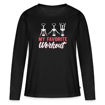 Vin Entraînement Tire-bouchon Vin blanc Drôle - T-shirt manches longues Premium bio Femme - noir - Devant - Julia (174cm)