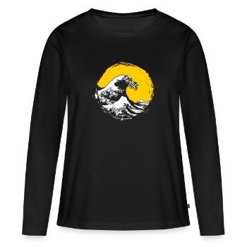 The Great Wave Kanagawa - Japanische Kunst - Frauen Premium Bio Langarmshirt - Schwarz - Vorne - Julia (174cm)