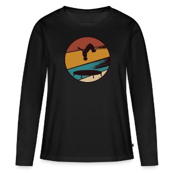 Trampolinturnen Trampoline Retro - T-shirt manches longues Premium bio Femme - noir - Devant - Julia (174cm)