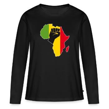 Love Africa Carte Pan African Colors Raised Fist - T-shirt manches longues Premium bio Femme - noir - Devant - Julia (174cm)