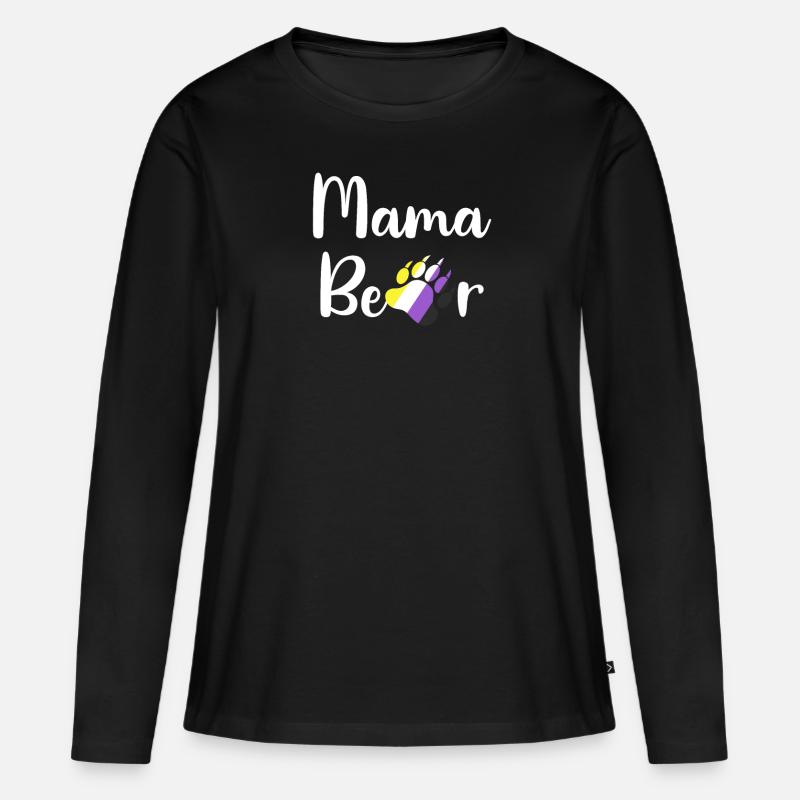 Non-Binary Mama Bear LGBTQ Mom Non-Binary Enby - Frauen Premium Bio Langarmshirt - Schwarz