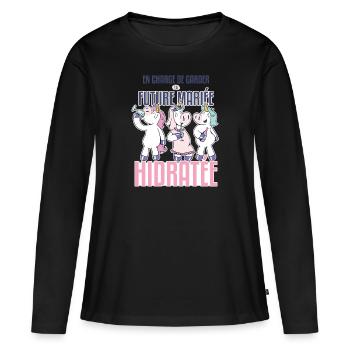 En charge de garder la future mariée hydratée, - T-shirt manches longues Premium bio Femme - noir - Devant - Julia (174cm)