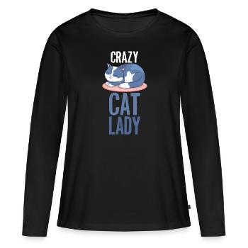 Cat Crazy Cats Lady Lady - Women's Premium Organic Long Sleeve Shirt - black - Front - Julia (174cm)
