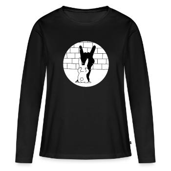 Lustig Osterhase Hase Schatten Eselsohren Geschenk - Frauen Premium Bio Langarmshirt - Schwarz - Vorne - Julia (174cm)