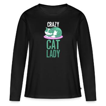 Cat Crazy Cats Lady Lady - Women's Premium Organic Long Sleeve Shirt - black - Front - Julia (174cm)