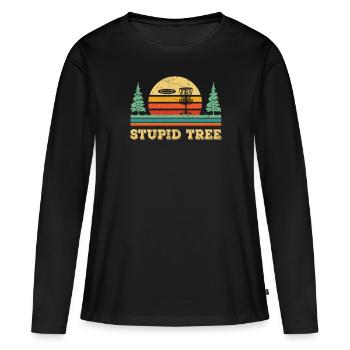 Disc Golf T Shirt Retro Stupid Tree Tshirt Disc Go - T-shirt manches longues Premium bio Femme - noir - Devant - Julia (174cm)