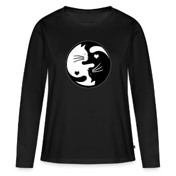 Chats Ying Yang - T-shirt manches longues Premium bio Femme - noir - Devant - Julia (174cm)