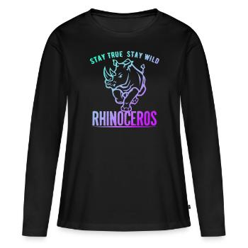 Rhinocéros Afrique Désert Désert Sauvons - T-shirt manches longues Premium bio Femme - noir - Devant - Julia (174cm)