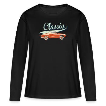 Classic Car USA - Frauen Premium Bio Langarmshirt - Schwarz - Vorne - Julia (174cm)