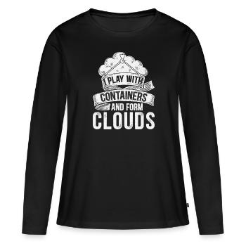 Drôle de citation de DevOps - T-shirt manches longues Premium bio Femme - noir - Devant - Julia (174cm)