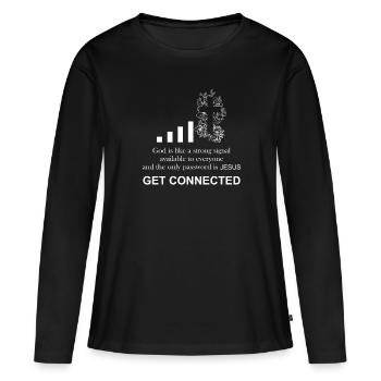 Prêtre catholique | Drôle de cadeau | - T-shirt manches longues Premium bio Femme - noir - Devant - Julia (174cm)